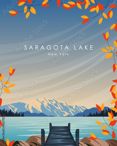 Saratoga lake New York travel poster
