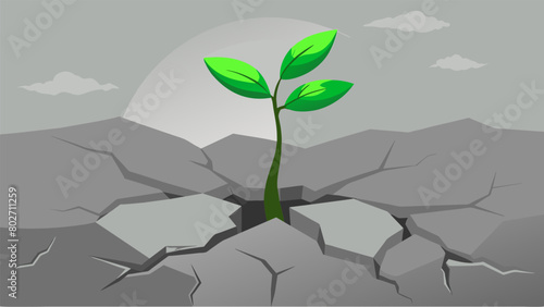 A seedling sprouting through cracked concrete representing the resilience and determination of someone undergoing ketamine therapy. Despite the.