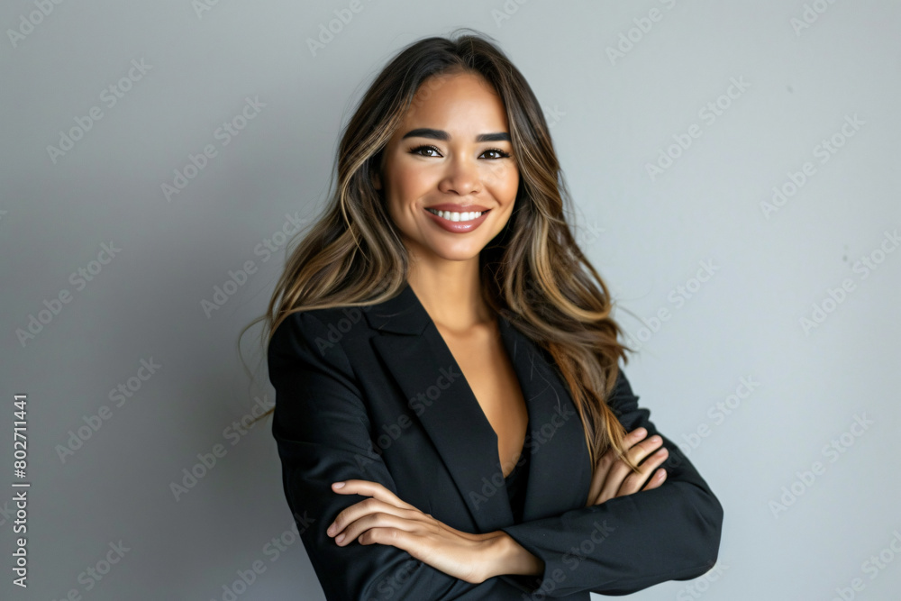 Beautiful smiling business woman with arms crossed isolated on white background Beautiful smiling business woman with arms crossed isolated on white background