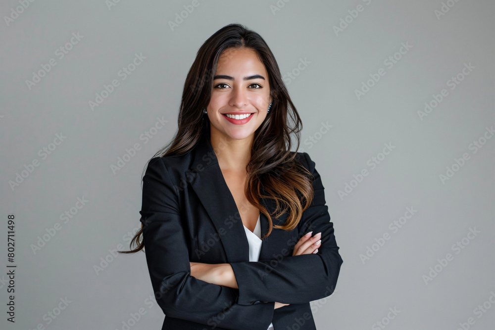 Beautiful smiling business woman with arms crossed isolated on white background Beautiful smiling business woman with arms crossed isolated on white background
