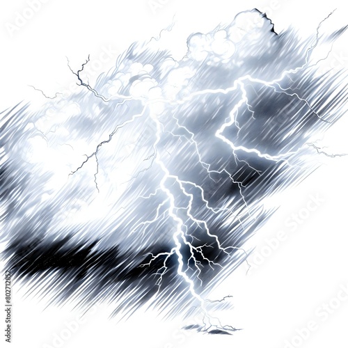 Strokes of cloud to ground lightning strike  Lightning between clouds and ground sketch drawing  contour lines drawn PNG