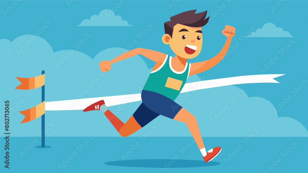 A runner with Tourette syndrome crossing the finish line their tics disappearing as they channel their energy into their sport.. Vector illustration A runner with Tourette syndrome crossing the finish line their tics disappearing as they channel their energy into their sport.. Vector illustration