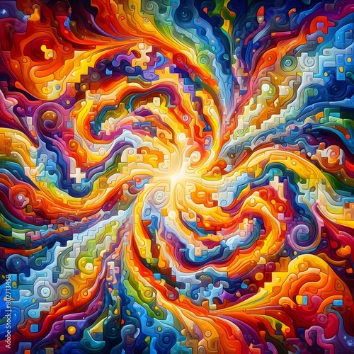 Jubilant Jigsaw abstract colorful shapes fitting together like puzzle background