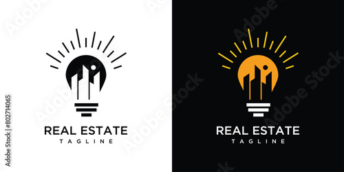 building light bulb logo vector template design	
