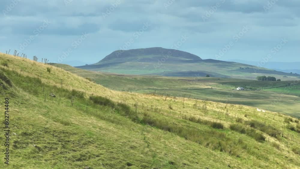 Slemish Mountain in County Antrim Northern Ireland. Aerial 50fps UHD Slemish Mountain in County Antrim Northern Ireland. Aerial 50fps UHD
