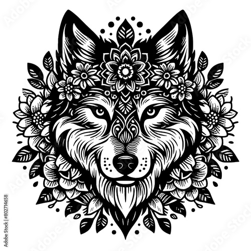 Wolf head svg, Wolf svg, wolf face svg, wolf head wall art, Animal svg file, wolf silhouette.