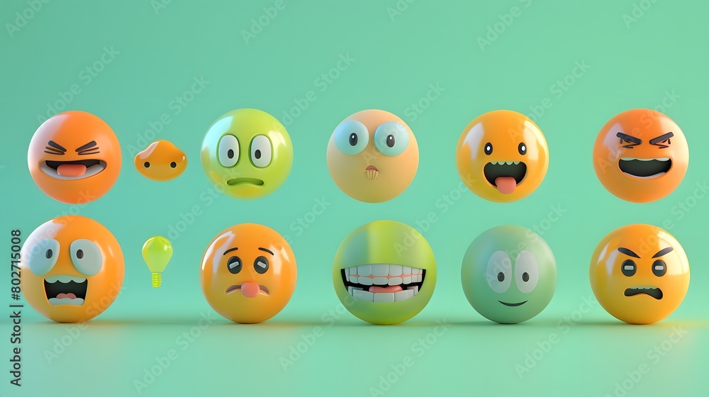 Collection of Emoticons Reflecting Various Emotions, Ideal for Social Media Use Collection of Emoticons Reflecting Various Emotions, Ideal for Social Media Use