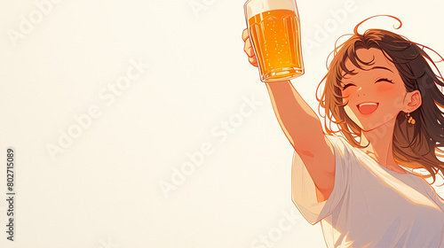 ビールを飲む女性のイラスト