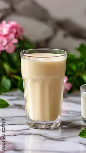 Creamy white milk in a glass, a timeless emblem of nourishment and simplicity
