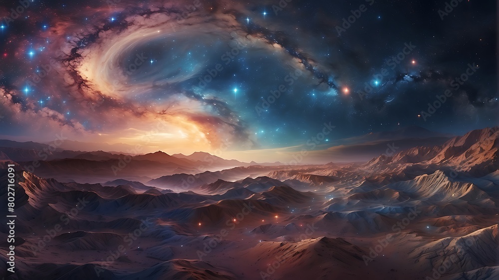 sunrise over the mountains Cosmic Odyssey Exploring the Depths of the Universe 