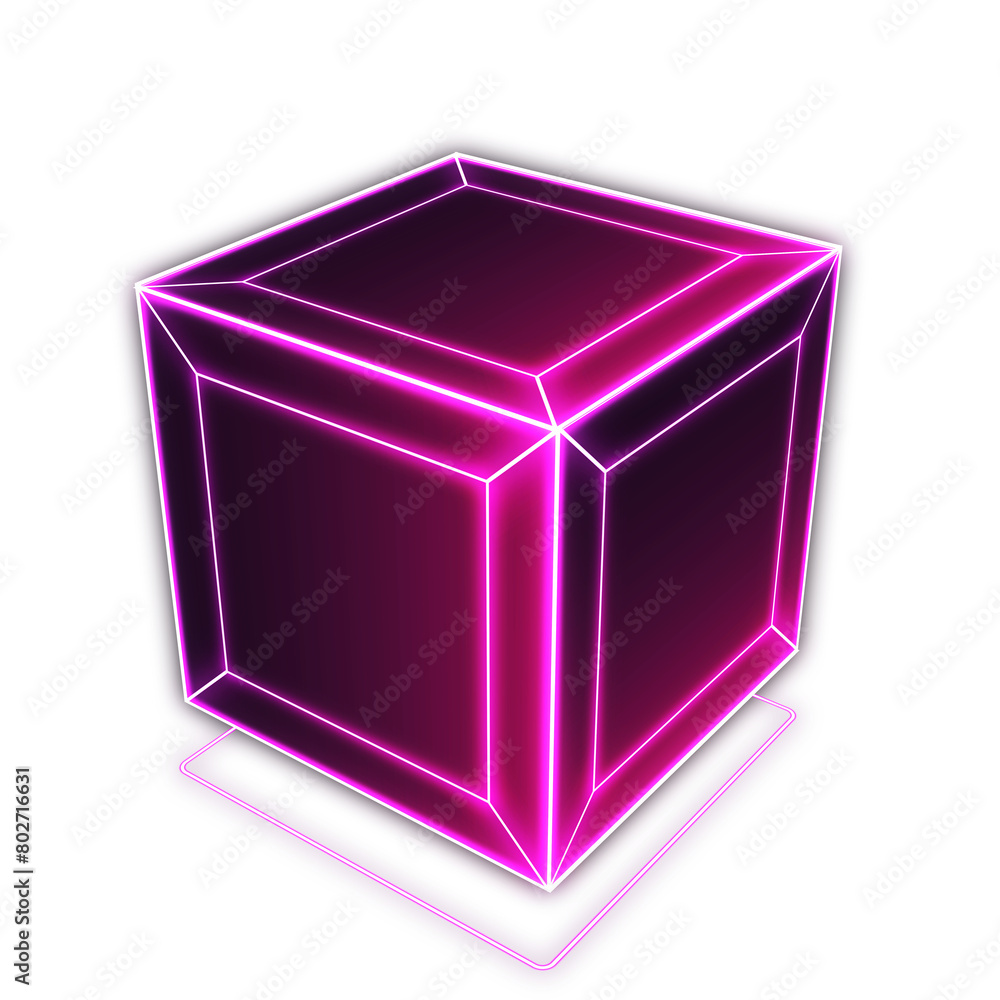 Box neon 3d style retro 80s-90s futuristic.