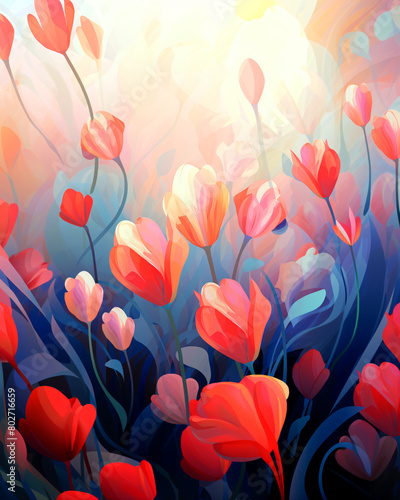 Modern abstract tulip pattern design. Perfect for Poster  Cards and Pattern