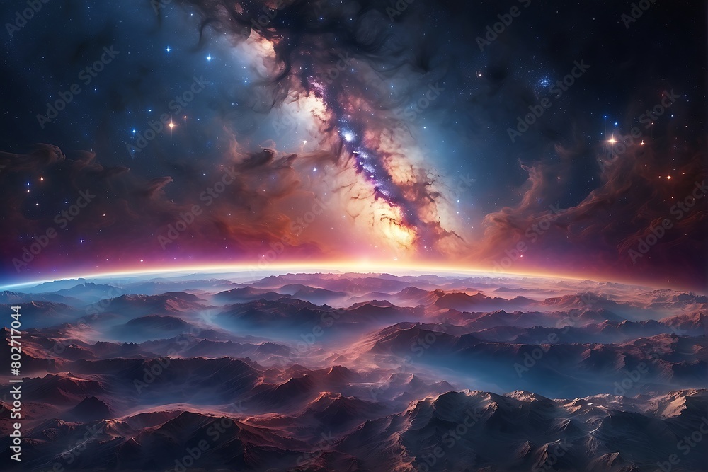 sunrise over the planet Cosmic Odyssey Exploring the Depths of the Universe 