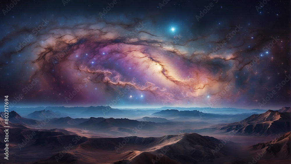 Naklejka premium alien planet in space Cosmic Odyssey Exploring the Depths of the Universe 