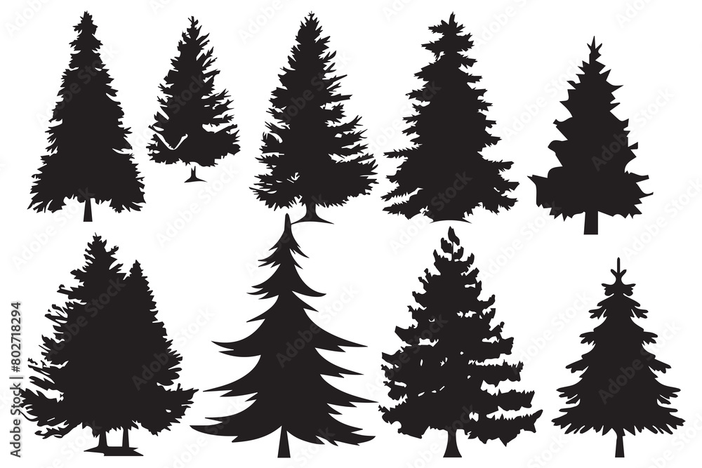 Set of silhouette christmas trees Set of silhouette christmas trees