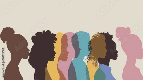 silhouette diverse women side profile illustration