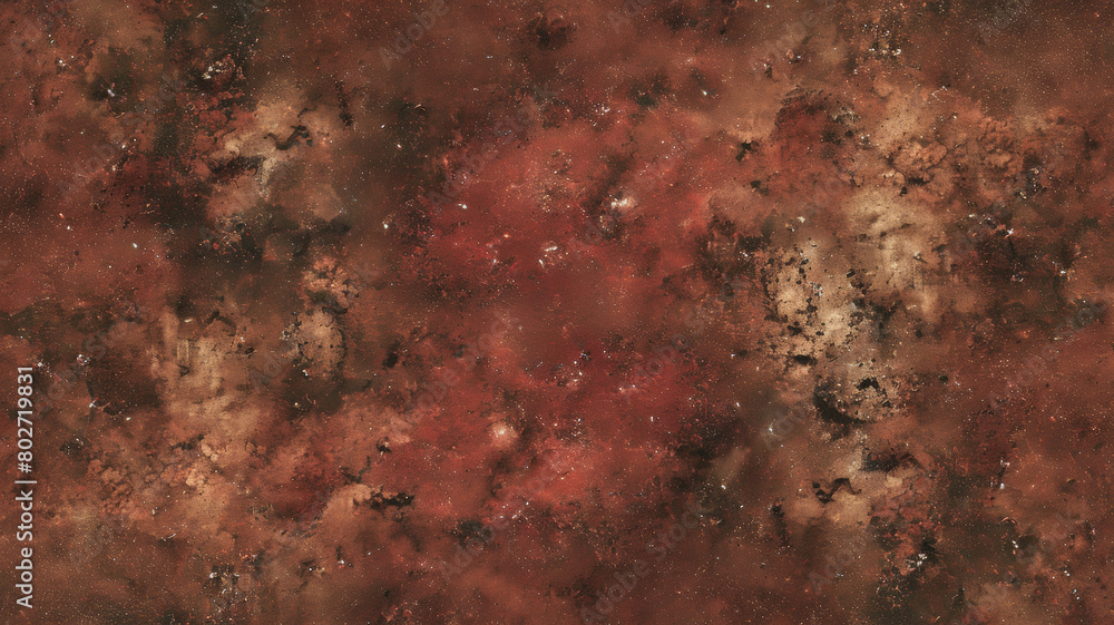 A close up of a red and brown space background with stars