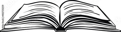 Flat design open book silhouette vector icon isolated on white background