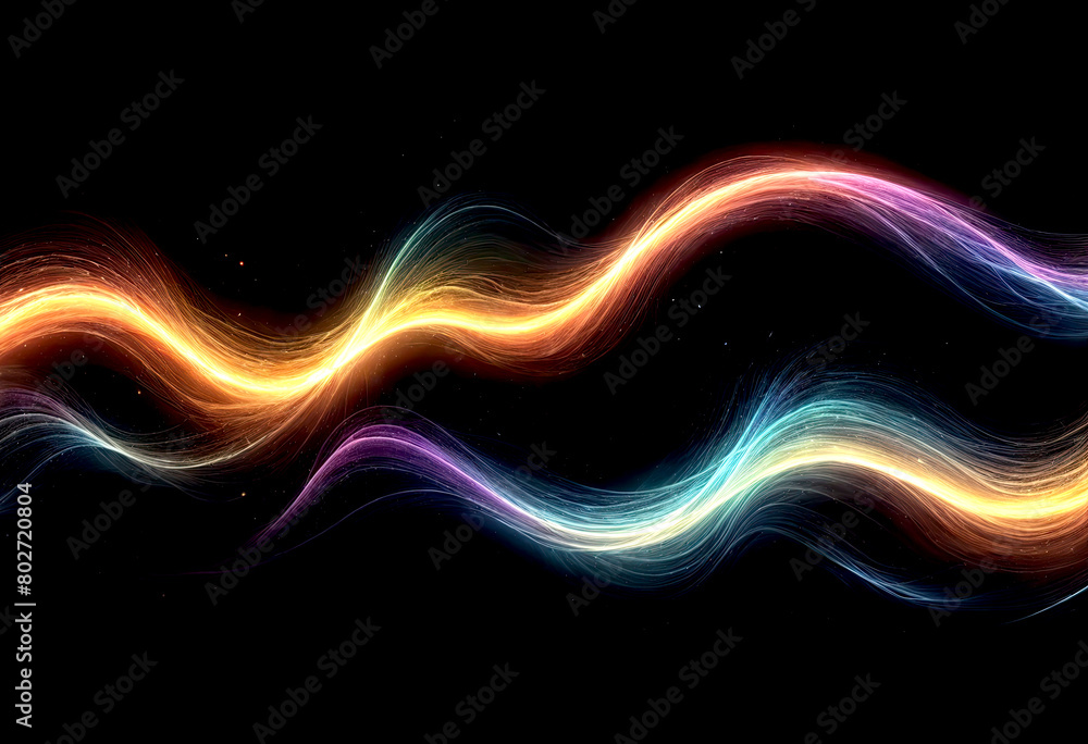 Obraz premium Dynamic Light Waves on Dark Background