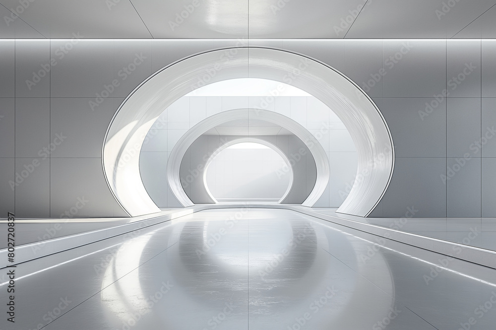 Fototapeta premium Minimalist building empty interior, futuristic white architecture.
