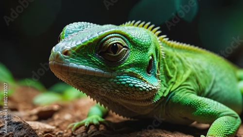 Green Lizard Close-Up