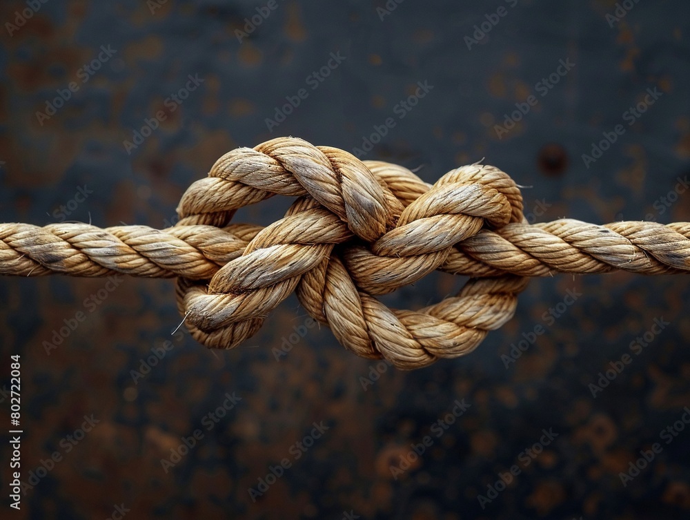 Two ropes are tied together in a knot , close up Two ropes are tied together in a knot , close up