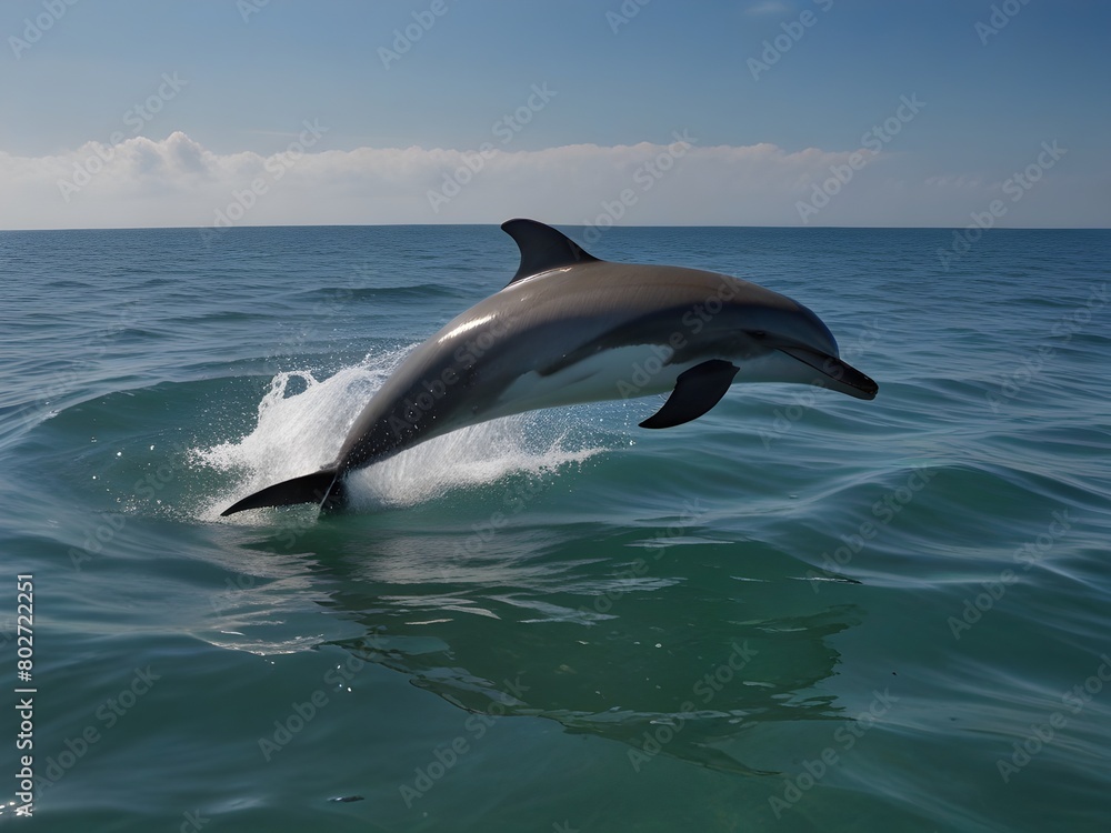 Fototapeta premium Dolphins frolicking in the sea,generative AI