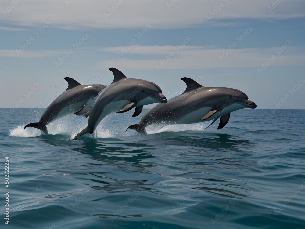 Dolphins frolicking in the sea,generative AI Dolphins frolicking in the sea,generative AI