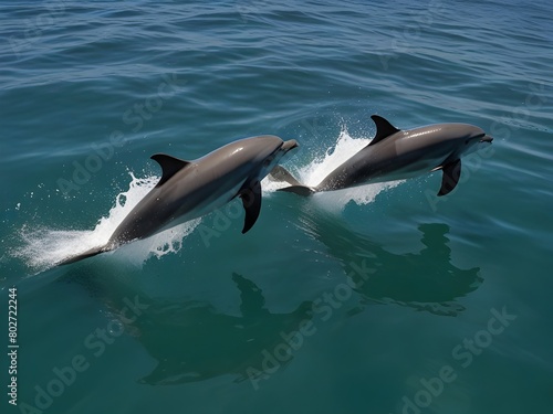 Dolphins frolicking in the sea generative AI