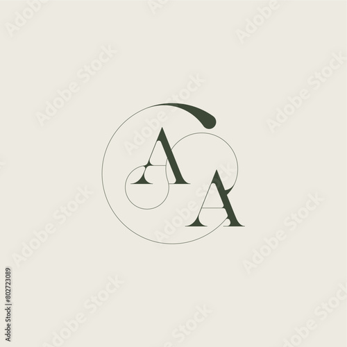 beautifull monogram initial elegant line concept AA feminine wedding style letter