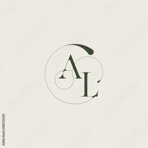 beautifull monogram initial elegant line concept AL feminine wedding style letter