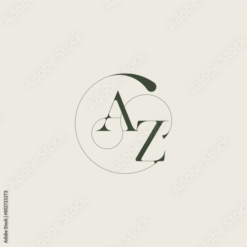 beautifull monogram initial elegant line concept AZ feminine wedding style letter