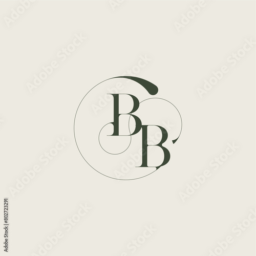 beautifull monogram initial elegant line concept BB feminine wedding style letter