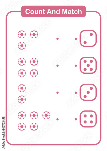 Count and match object ball for kids and preschool - Education worksheet
