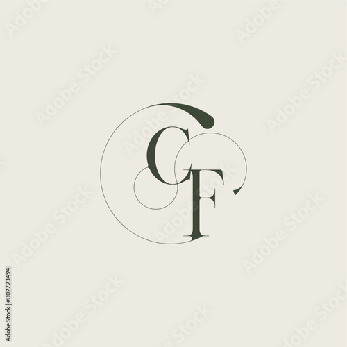 beautifull monogram initial elegant line concept CF feminine wedding style letter