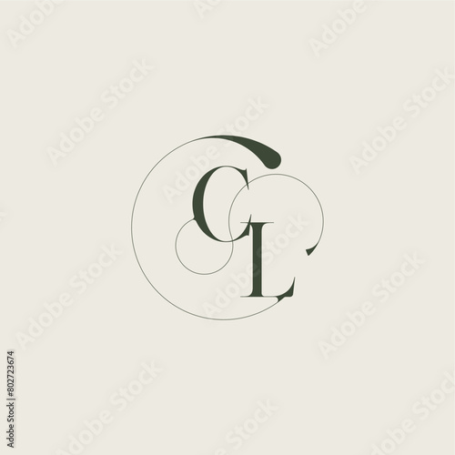 beautifull monogram initial elegant line concept CL feminine wedding style letter