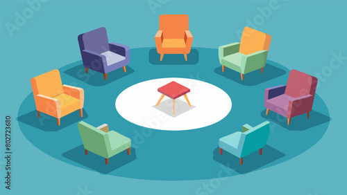 Comfortable chairs and couches carefully p in a circular formation encourage a sense of community and support a patients during their ketamine therapy.