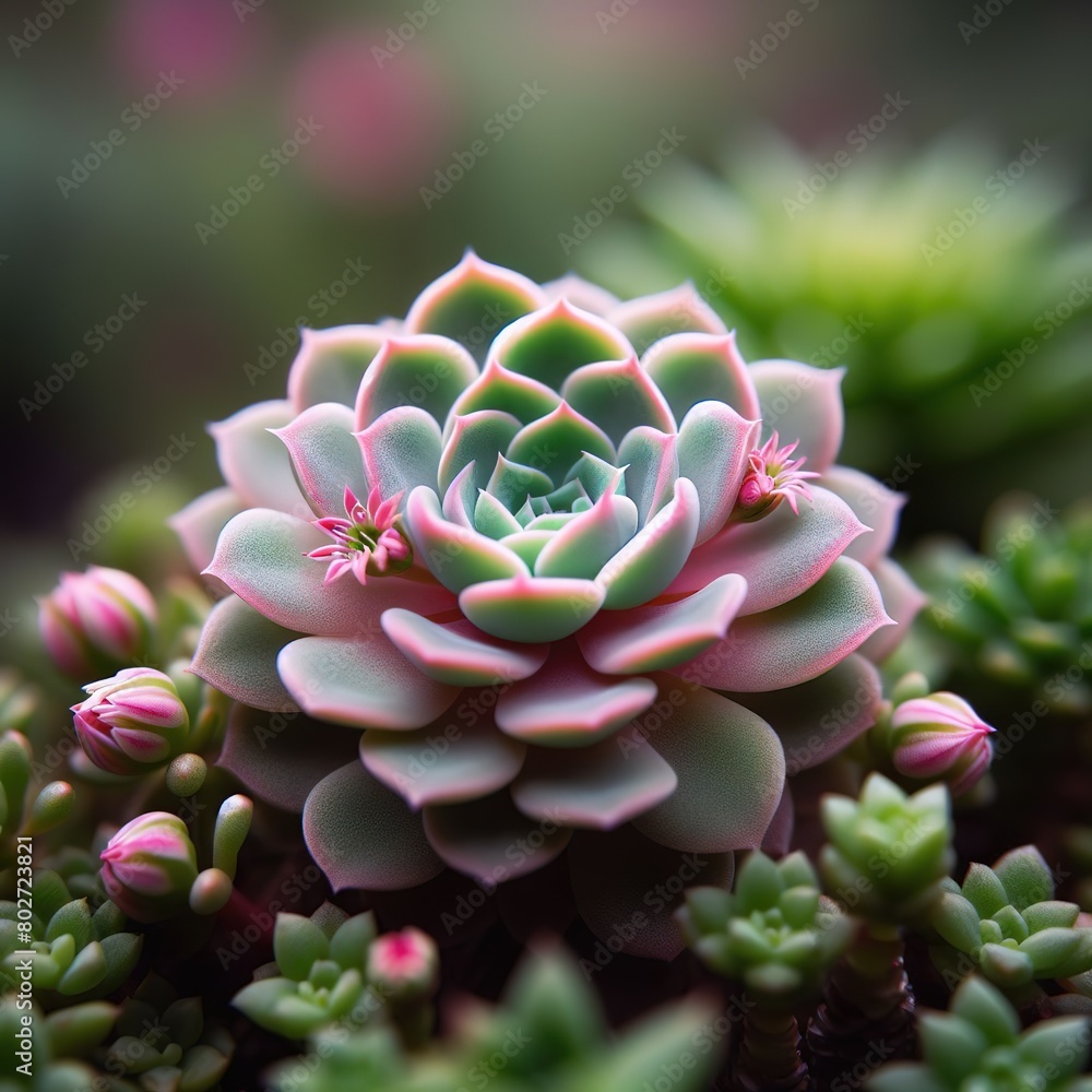 Succulent pink and green color petals flower concept beauty Succulent pink and green color petals flower concept beauty