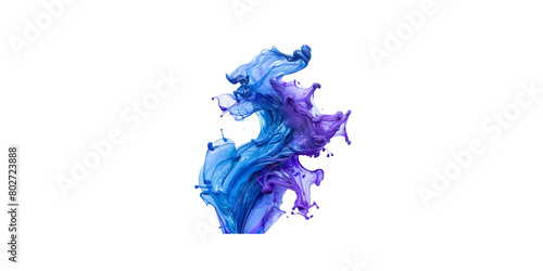 3D blue liquid paint on a white background