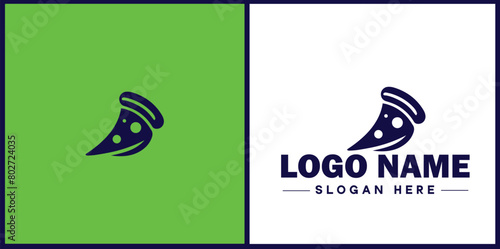 pizza slice icon logo restaurant fast food cafe silhouette vector logo