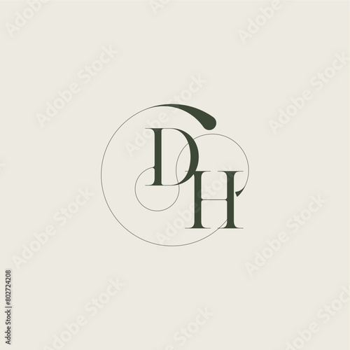 beautifull monogram initial elegant line concept DH feminine wedding style letter