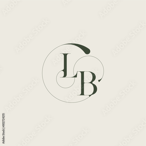 beautifull monogram initial elegant line concept LB feminine wedding style letter