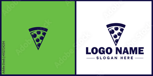 pizza slice icon logo restaurant fast food cafe silhouette vector logo