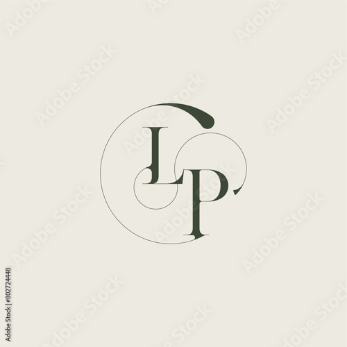 beautifull monogram initial elegant line concept LP feminine wedding style letter