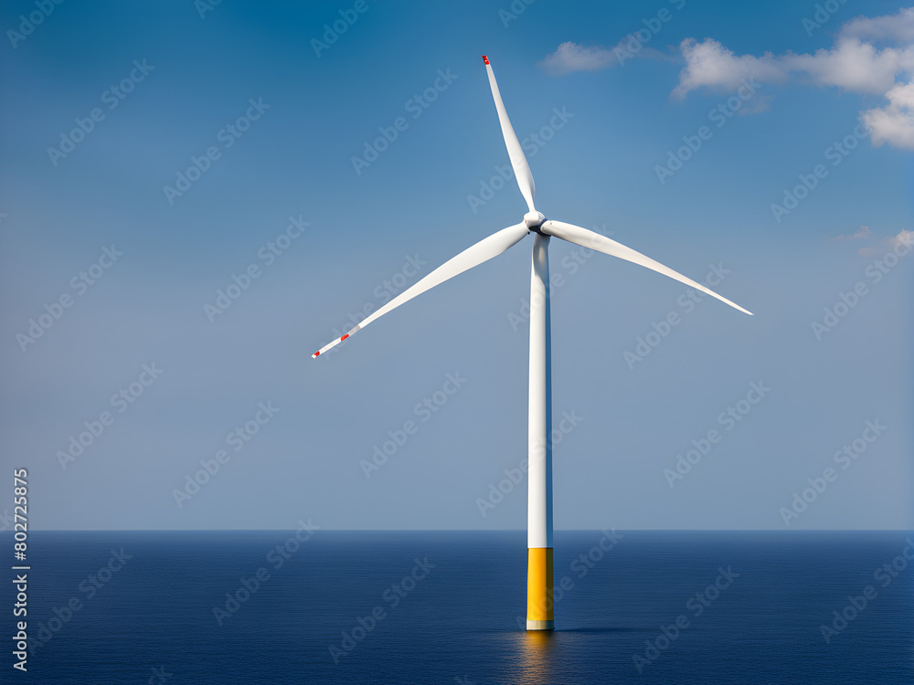 Offshore wind power generation, new energy concepts, wind turbines and the ocean, sustainable development energy and environmental protection background map