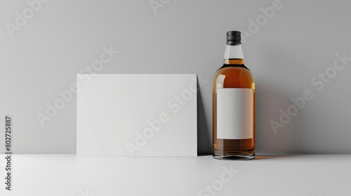 Full whiskey bottle isolated on white background