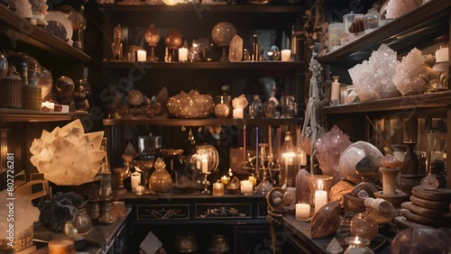 Atmospheric still life photography capturing the enchanting ambiance of an eclectic curiosity shop
 photo