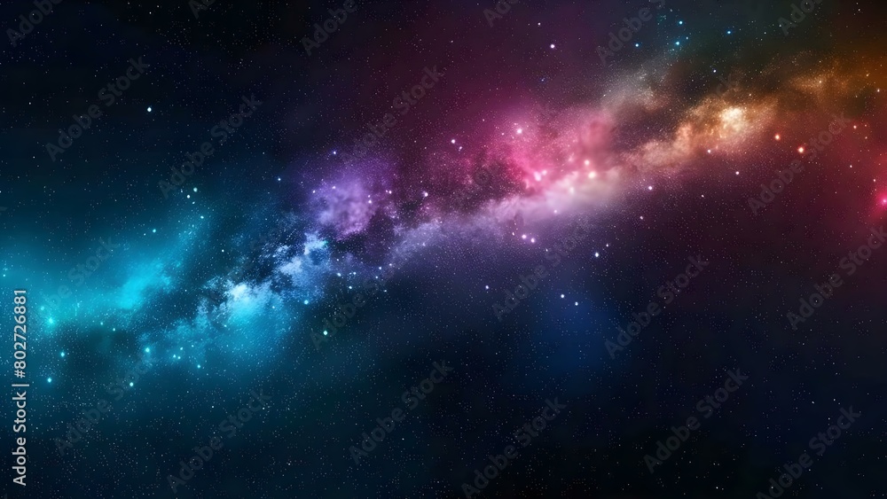 Repetitive animated flight through colorful starry night sky Milky Way to galaxies . Concept Milky Way Animation, Colorful Night Sky, Galactic Flight, Animated Galaxies