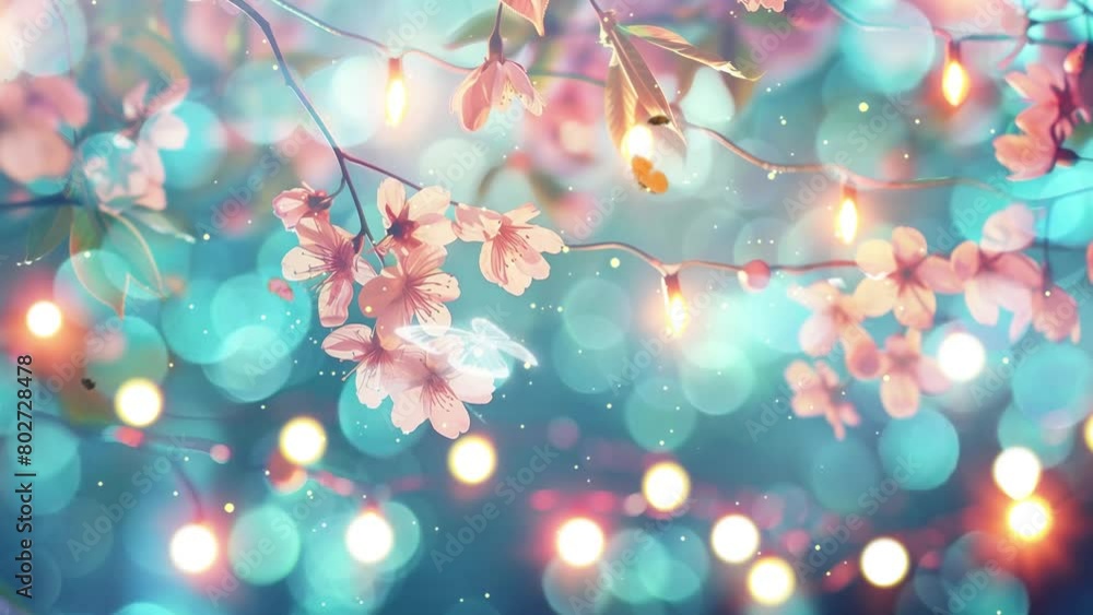 spring greeting card invitation string of lights. seamless looping overlay 4k virtual video animation background spring greeting card invitation string of lights. seamless looping overlay 4k virtual video animation background