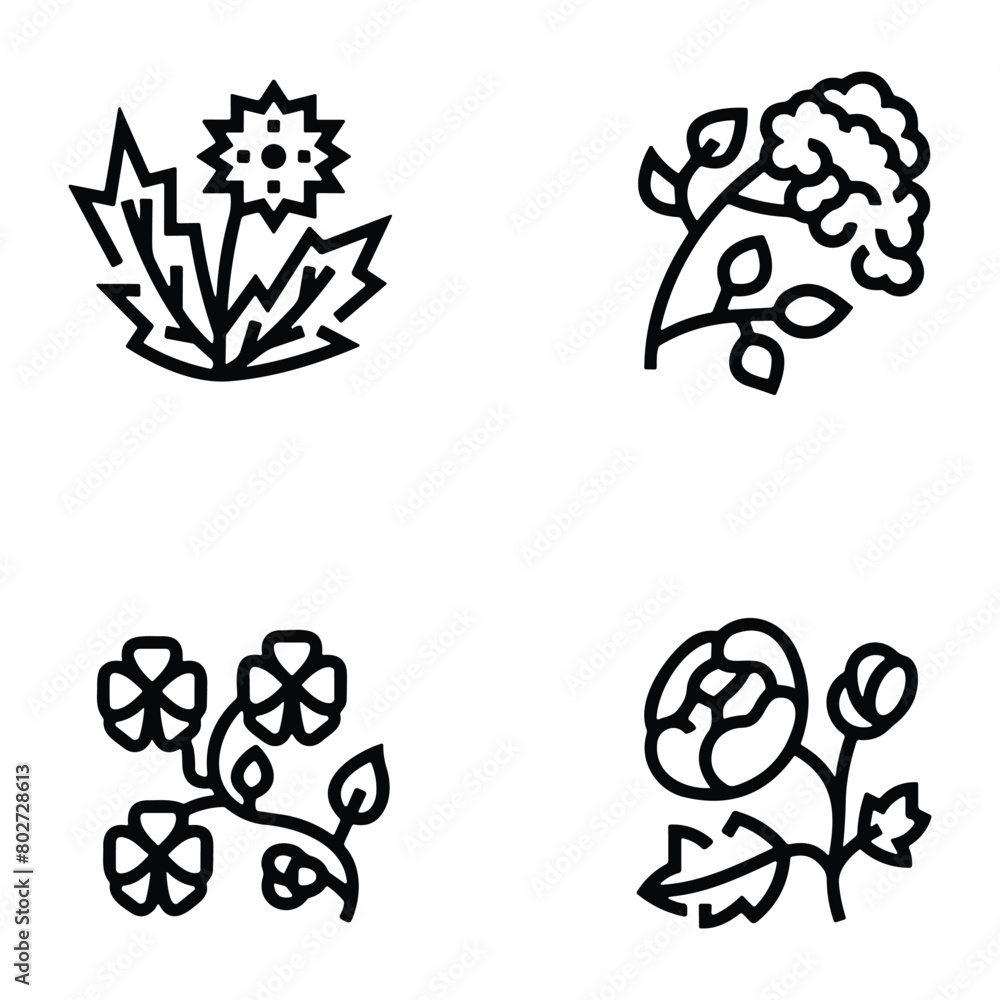 Icon set of flower. Editable vector pictograms isolated on a white background. Icon set of flower. Editable vector pictograms isolated on a white background.
